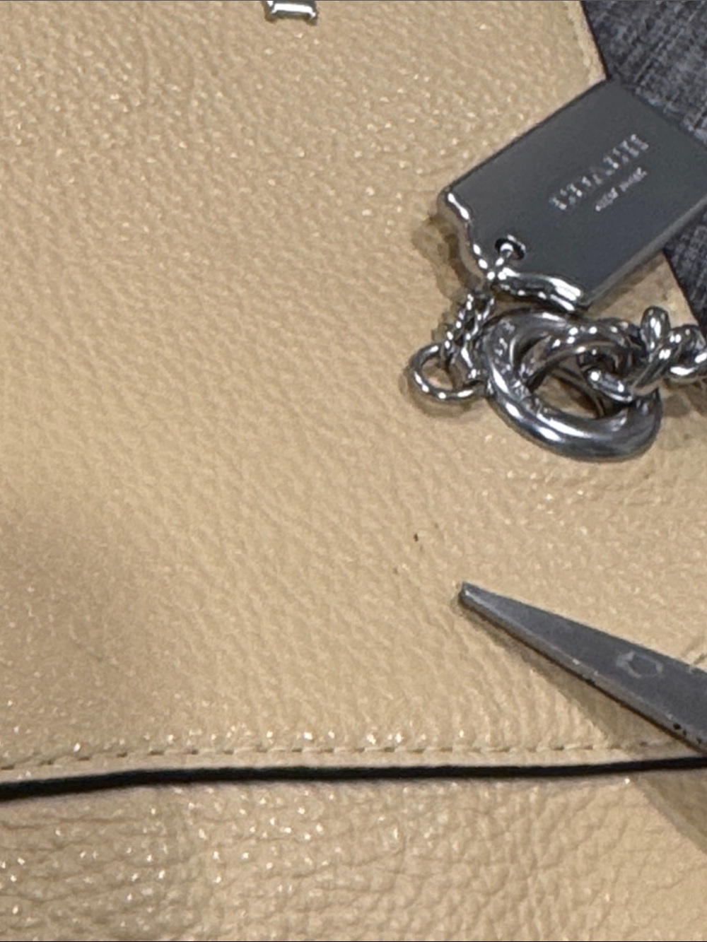 Coach Bag Cammie Pale Yellow Pebbled Leather Tote with Chain-Strap Handles - Picture 14 of 17